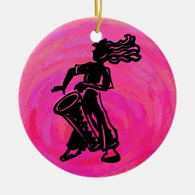 New York Boogie Nights Drum Hot Pink Ceramic Ornament (Front)