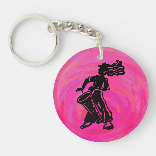 New York Boogie Nights Drum Hot Pink Keychain (Front)