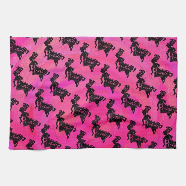 New York Boogie Nights Drum Hot Pink Kitchen Towel (Horizontal)
