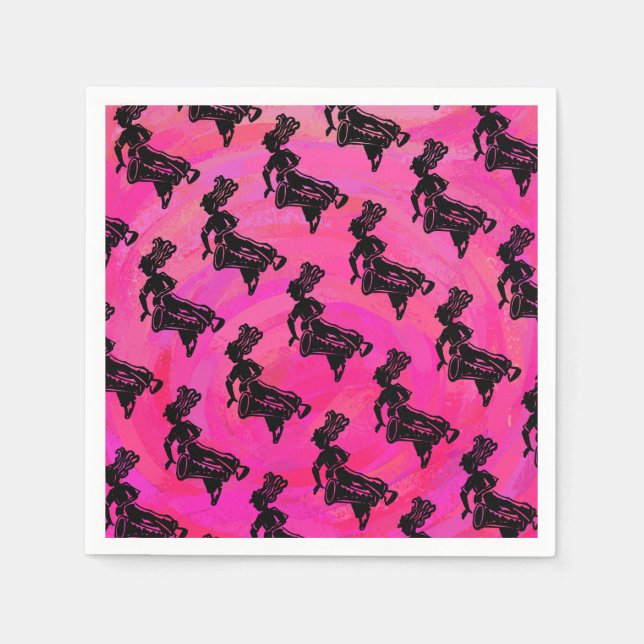 New York Boogie Nights Drum Hot Pink Paper Napkins (Front)