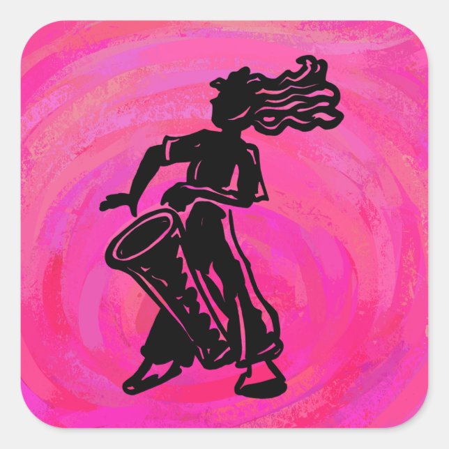 New York Boogie Nights Drum Hot Pink Square Sticker (Front)