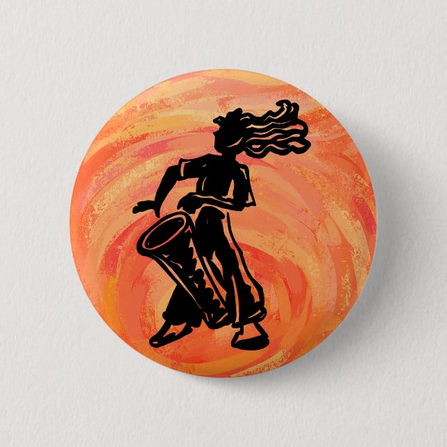 New York Boogie Nights Drum Orange Pinback Button (Front)