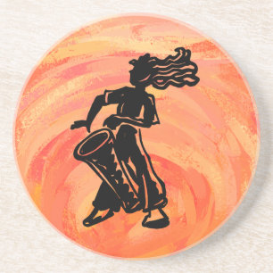 New York Boogie Nights Drum Orange Sandstone Coaster