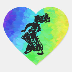New York Boogie Nights Drum Rainbow Heart Sticker
