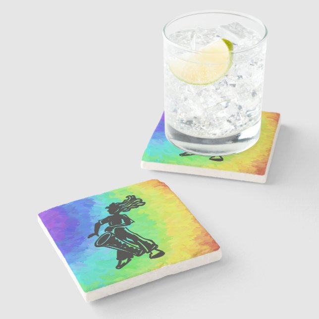 New York Boogie Nights Drum Rainbow Stone Coaster (Side)