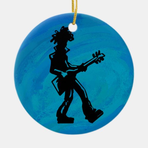 New York Boogie Nights Guitar Blue Ceramic Ornament