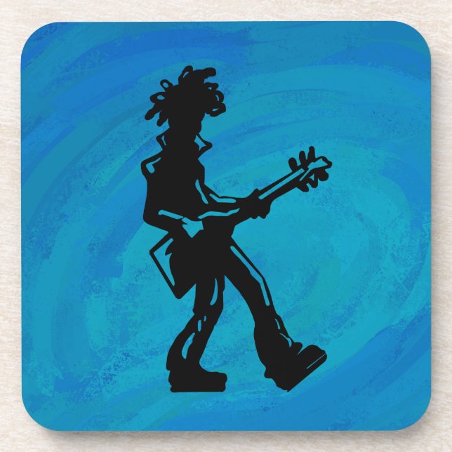 New York Boogie Nights Guitar Blue Drink Coaster (Front)