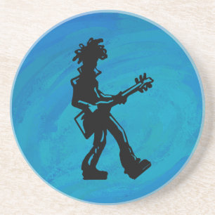 New York Boogie Nights Guitar Blue Drink Coaster