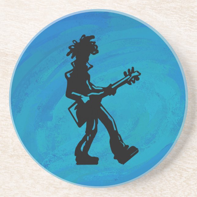 New York Boogie Nights Guitar Blue Drink Coaster (Front)