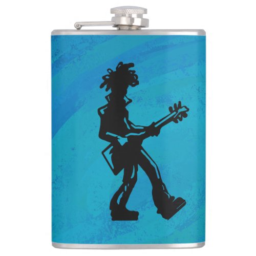 New York Boogie Nights Guitar Blue Hip Flask