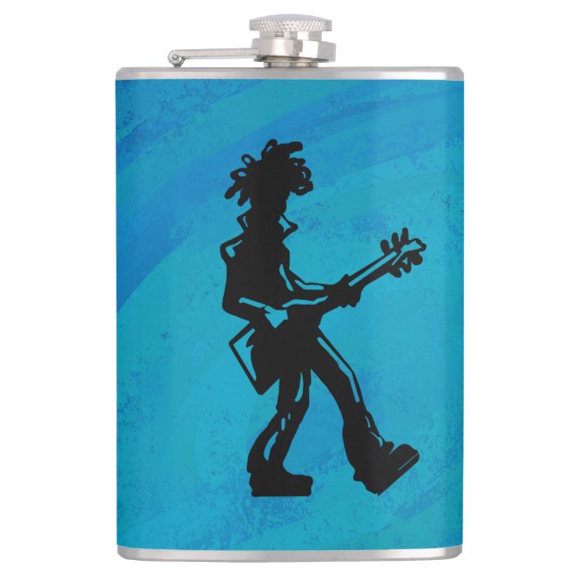New York Boogie Nights Guitar Blue Hip Flask (Front)