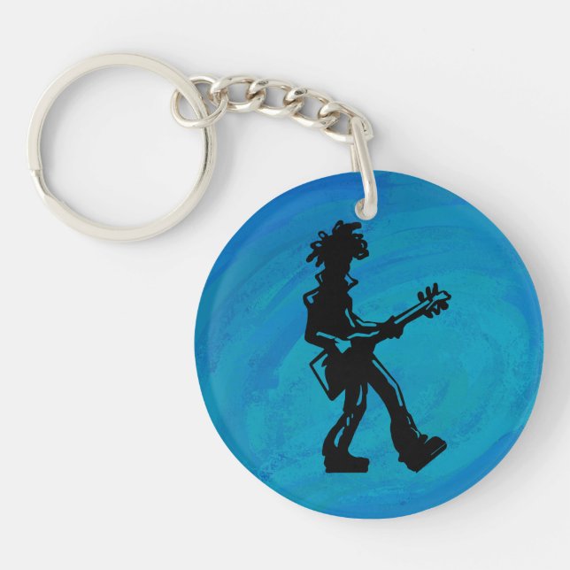 New York Boogie Nights Guitar Blue Keychain (Front)