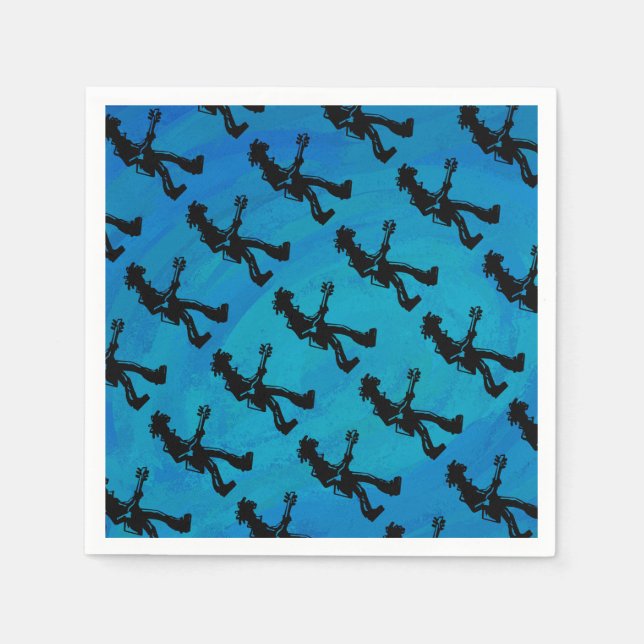 New York Boogie Nights Guitar Blue Paper Napkins (Front)