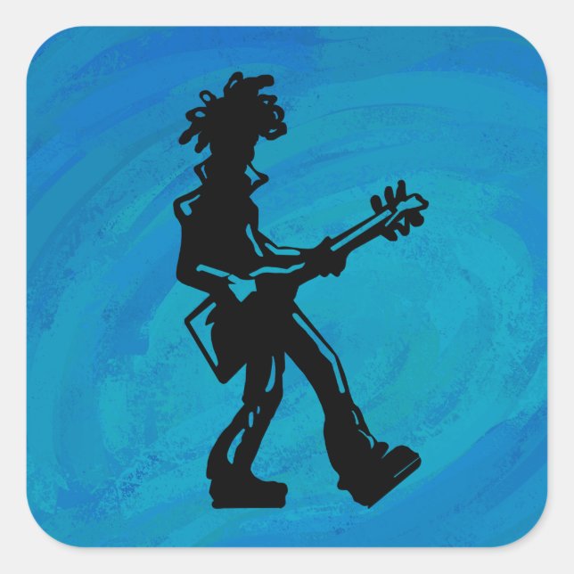 New York Boogie Nights Guitar Blue Square Sticker (Front)