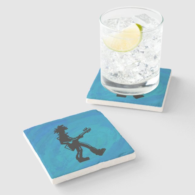 New York Boogie Nights Guitar Blue Stone Coaster (Side)