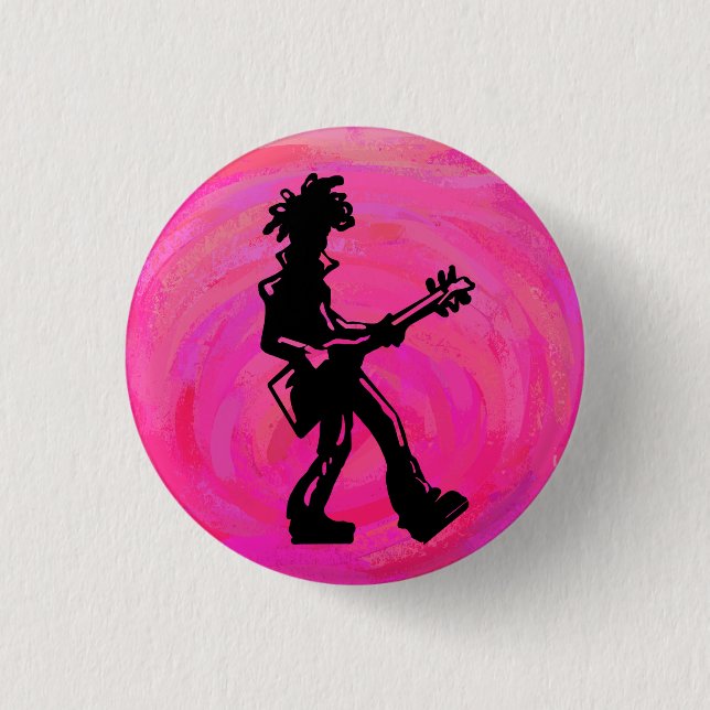 New York Boogie Nights Guitar Hot Pink Button (Front)