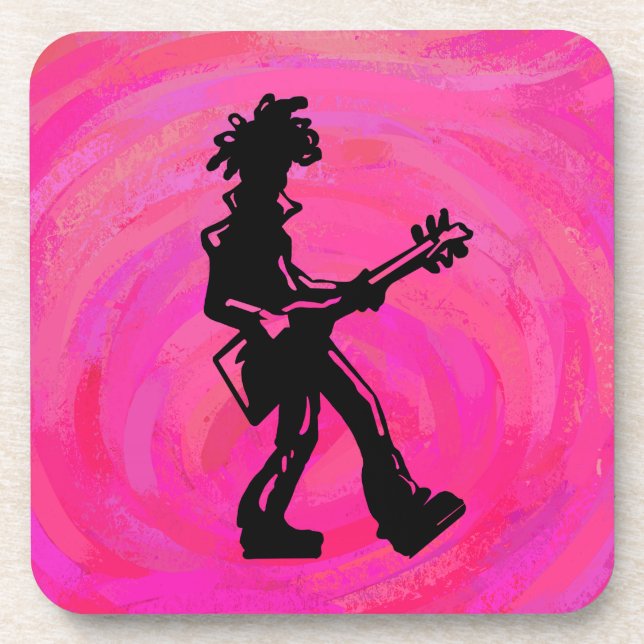 New York Boogie Nights Guitar Hot Pink Coaster (Front)