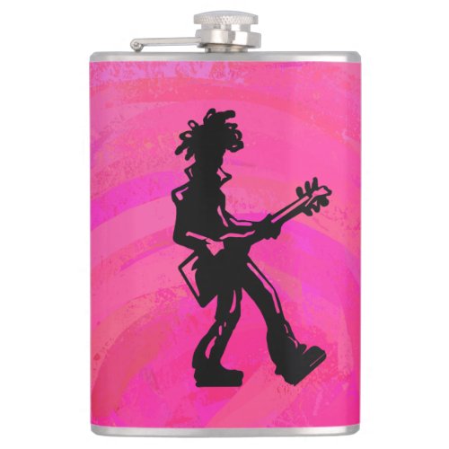 New York Boogie Nights Guitar Hot Pink Flask