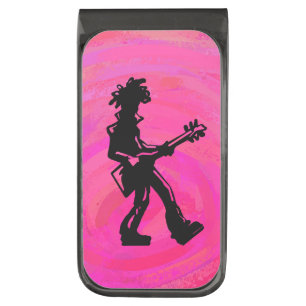 New York Boogie Nights Guitar Hot Pink Gunmetal Finish Money Clip