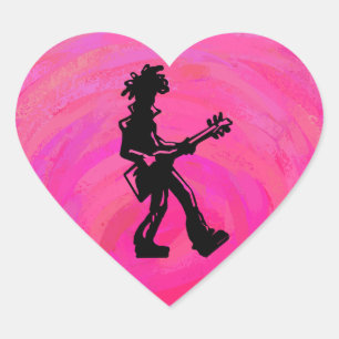New York Boogie Nights Guitar Hot Pink Heart Sticker