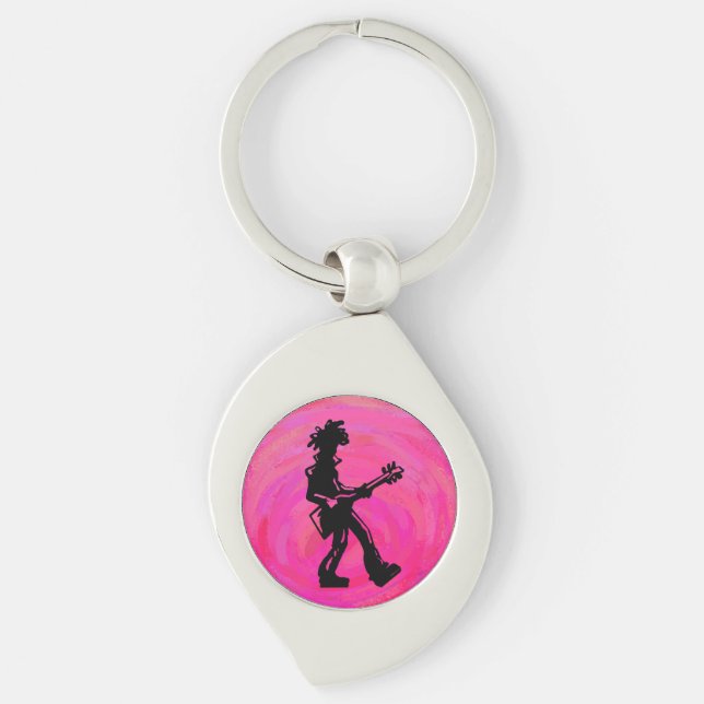 New York Boogie Nights Guitar Hot Pink Keychain (Front)