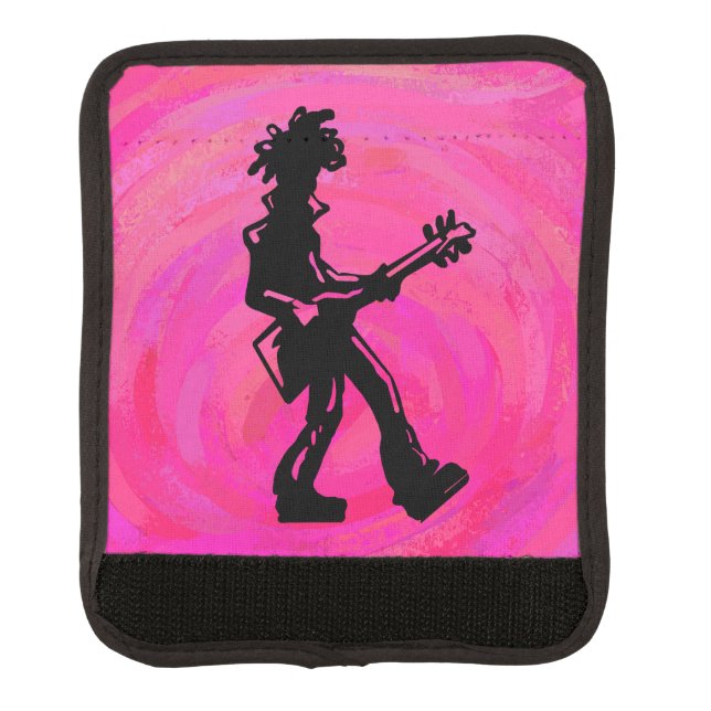 New York Boogie Nights Guitar Hot Pink Luggage Handle Wrap (Front)