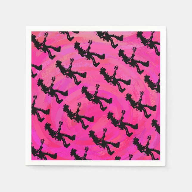 New York Boogie Nights Guitar Hot Pink Paper Napkins (Front)