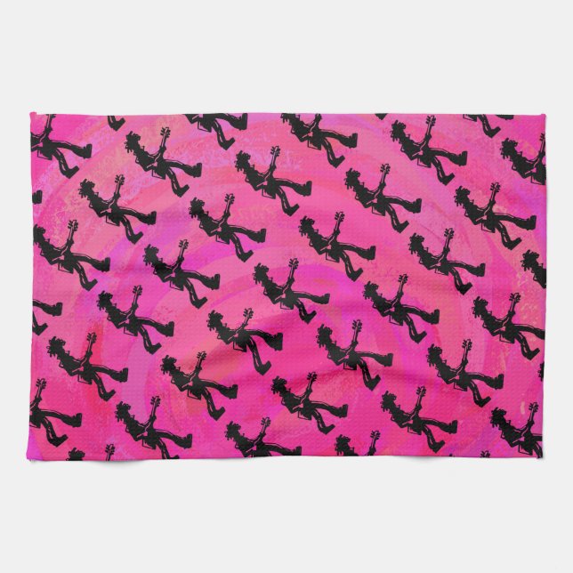 New York Boogie Nights Guitar Hot Pink Towel (Horizontal)