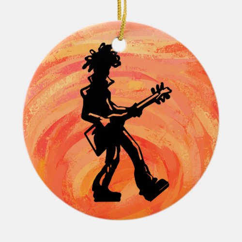 New York Boogie Nights Guitar Orange Ceramic Ornament