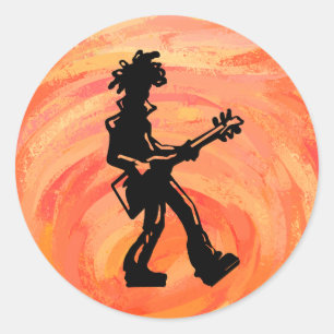 New York Boogie Nights Guitar Orange Classic Round Sticker