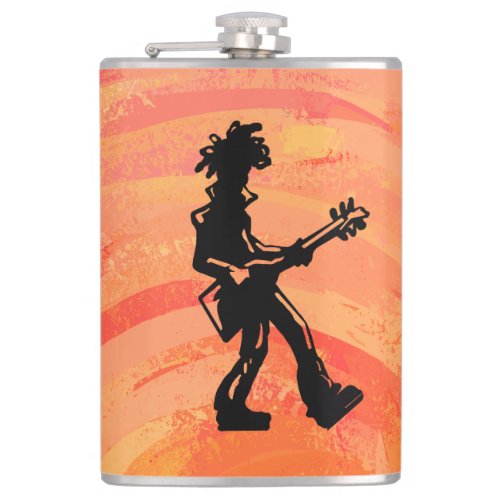 New York Boogie Nights Guitar Orange Hip Flask