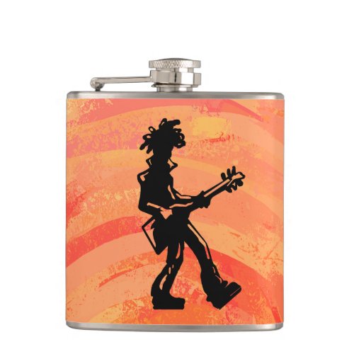 New York Boogie Nights Guitar Orange Hip Flask