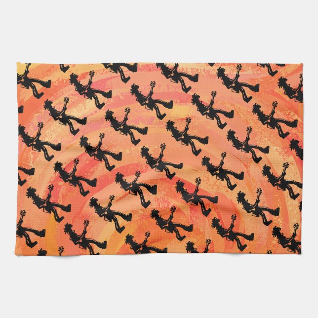 New York Boogie Nights Guitar Orange Kitchen Towel (Horizontal)