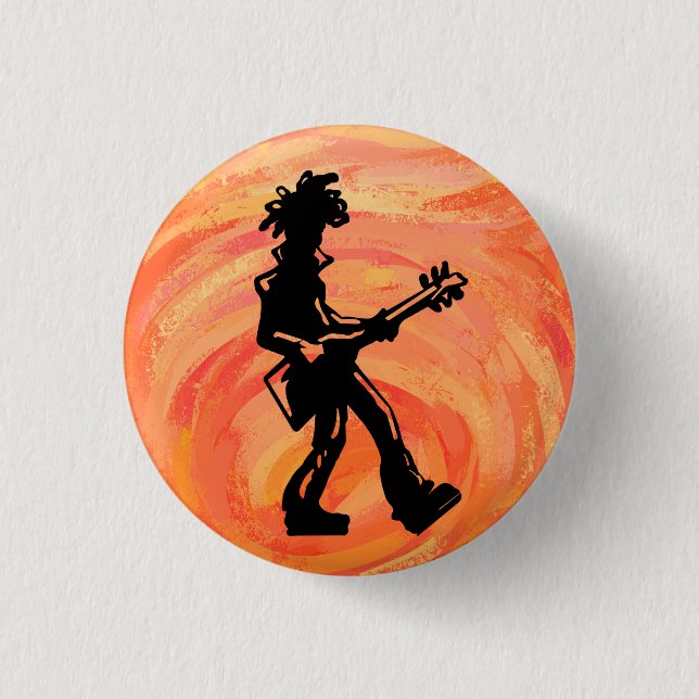 New York Boogie Nights Guitar Orange Pinback Button (Front)