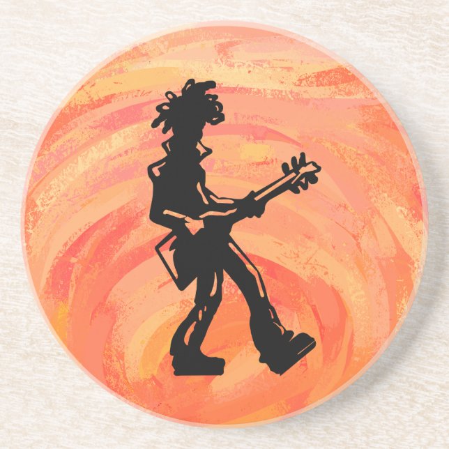 New York Boogie Nights Guitar Orange Sandstone Coaster (Front)