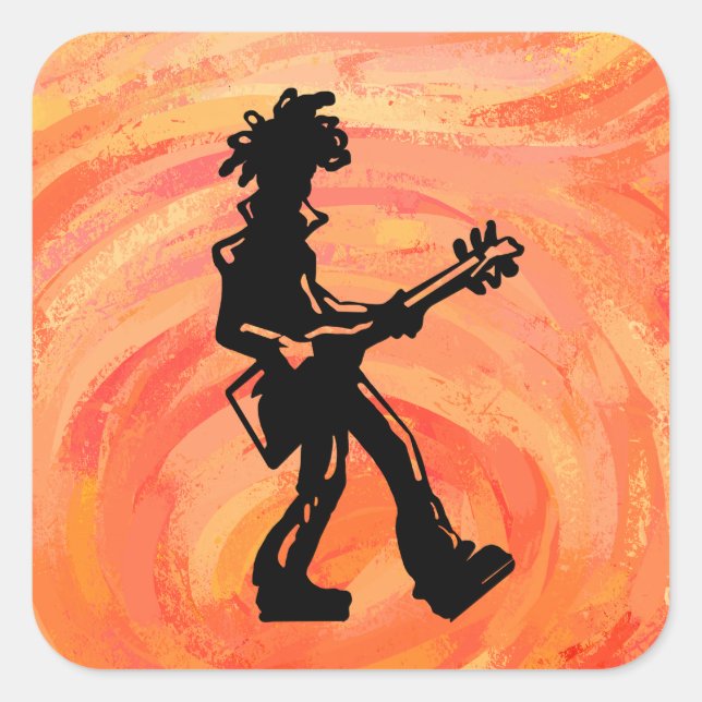 New York Boogie Nights Guitar Orange Square Sticker (Front)