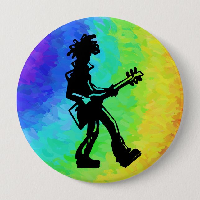 New York Boogie Nights Guitar Rainbow Button (Front)