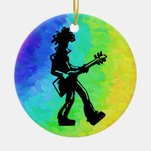 New York Boogie Nights Guitar Rainbow Ceramic Ornament