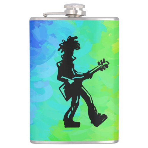 New York Boogie Nights Guitar Rainbow Hip Flask