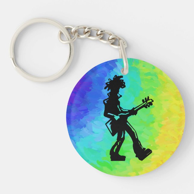 New York Boogie Nights Guitar Rainbow Keychain (Front)