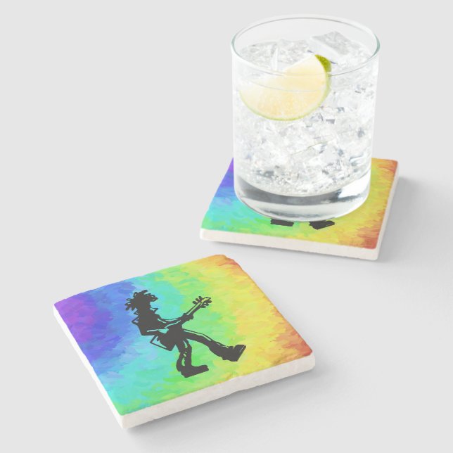 New York Boogie Nights Guitar Rainbow Stone Coaster (Side)