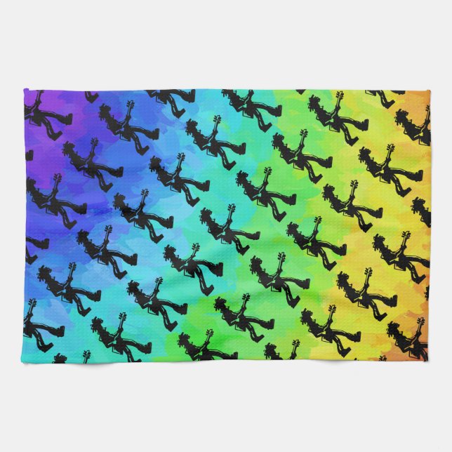 New York Boogie Nights Guitar Rainbow Towel (Horizontal)