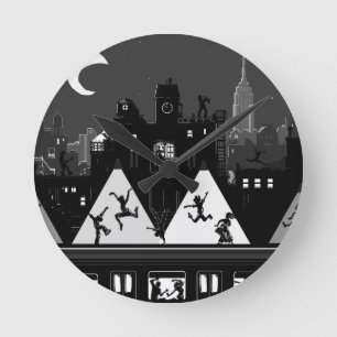 New York Boogie Nights Round Clock