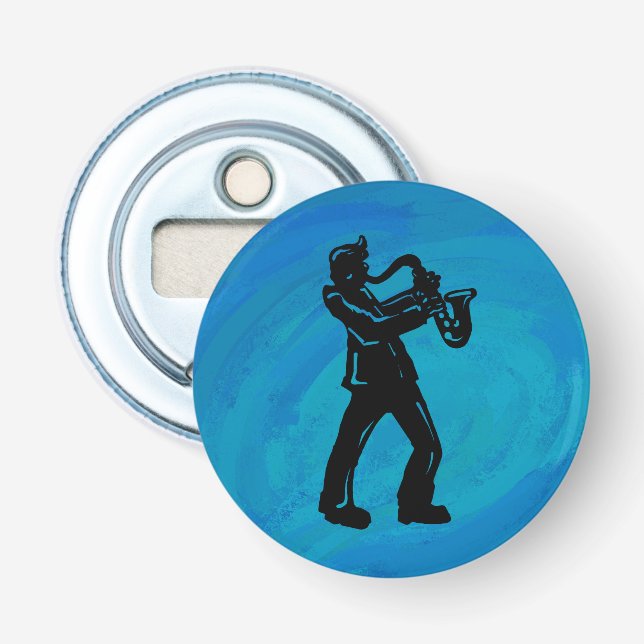 New York Boogie Nights Saxophone Blue Bottle Opener (Front)