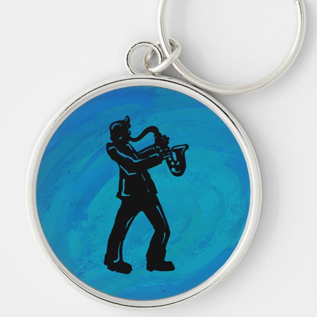 New York Boogie Nights Saxophone Blue Keychain (Front)