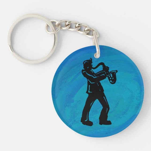 New York Boogie Nights Saxophone Blue Keychain (Front)