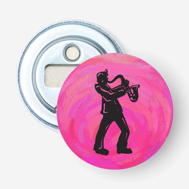 New York Boogie Nights Saxophone Hot Pink Bottle Opener (Front)