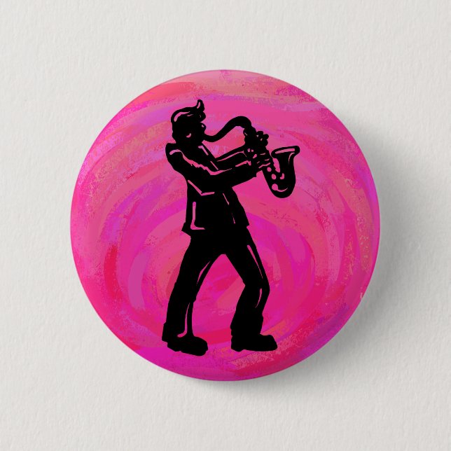 New York Boogie Nights Saxophone Hot Pink Button (Front)