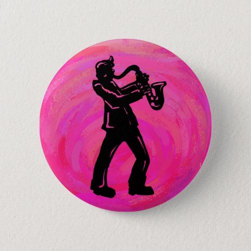 New York Boogie Nights Saxophone Hot Pink Button
