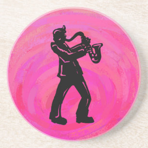 New York Boogie Nights Saxophone Hot Pink Drink Coaster